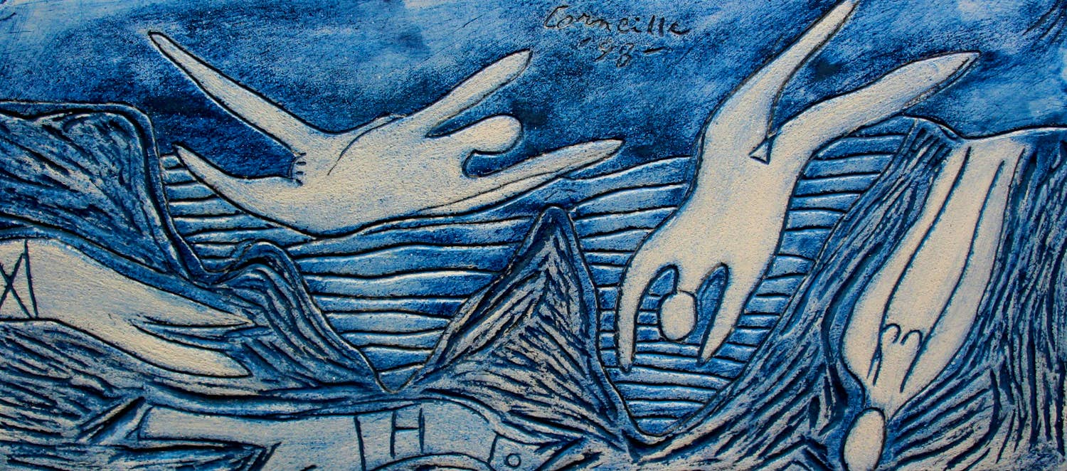 Corneille - Grote aardewerk plaquette - 1998 kopen? Bied vanaf 1000!