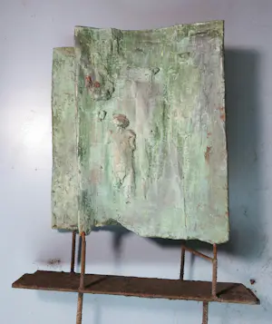 Kiny Copinga - Groot en zwaar bronzen reliëf-beeld in twee delen voor in de tuin, Familie kopen? Bied vanaf 1000!