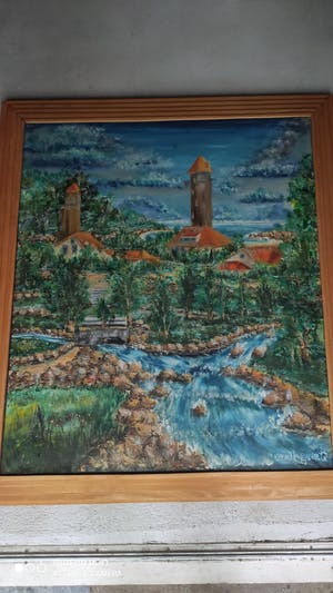 Niet of onleesbaar gesigneerd - Landschap met gebouwtjes kopen? Bied vanaf 1!