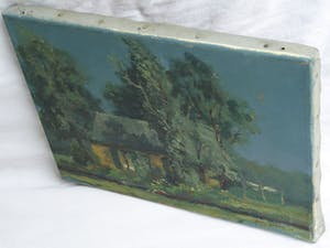 Klaas Pijlman - Olieverf op doek , Huisje in de schemering.. – 1942 kopen? Bied vanaf 1!