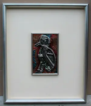 Corneille - Gepolychromeerde reliëf, in zilver: Staande vogel kopen? Bied vanaf 339!