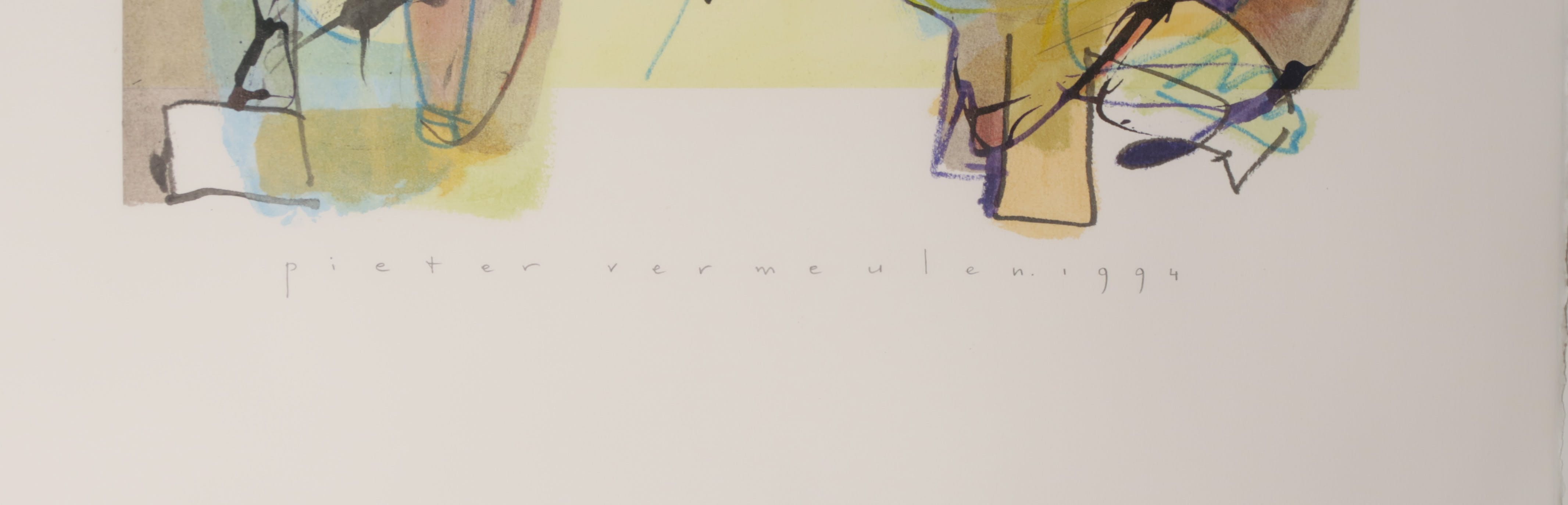 Pieter Vermeulen - Pieter Vermeulen - Gemengde techniek op papier, Zonder titel - Ingelijst kopen? Bied vanaf 1!