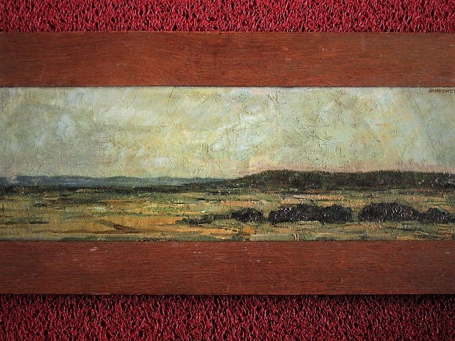 Niet of onleesbaar gesigneerd - Fraai impressionistisch zg. panorama olieverf "Duinlandschap" gesigneerd  kopen? Bied vanaf 1!