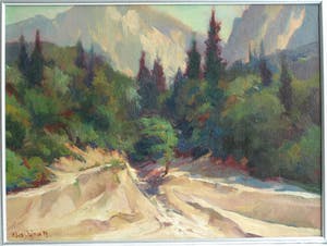 Klaas Pijlman - Olieverf op canvasboard ,”Droge rivier, Italië” - ingelijst – 1983 kopen? Bied vanaf 30!