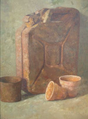 Wim van Bemmel - Jerrycan + bloempotten kopen? Bied vanaf 125!