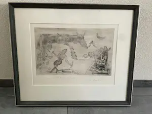 Lucebert - Ets Nr. 5 - Geheel nieuw ingelijst - met bies kopen? Bied vanaf 130!