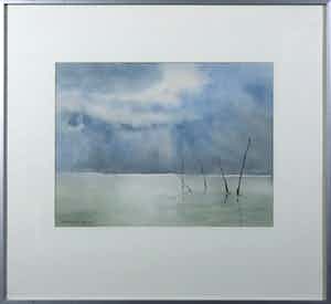 Dio Konijnenberg - Aquarel, Zonder titel - Ingelijst verkocht voor € 35!