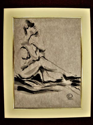 Niet of onleesbaar gesigneerd - Grote Chinees of Japanse Sepia (Inkt) "vrouwelijk naakt" gesigneerd kopen? Bied vanaf 1!