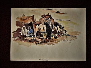 Frans Boers - Historisch Aquarel "Bedoeïenen markt bij Beersheba Negev" gesigneerd kopen? Bied vanaf 10!