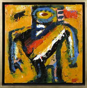 Henk Vierveijzer - Olieverf op doek, Funny face - Ingelijst verkocht voor € 1!