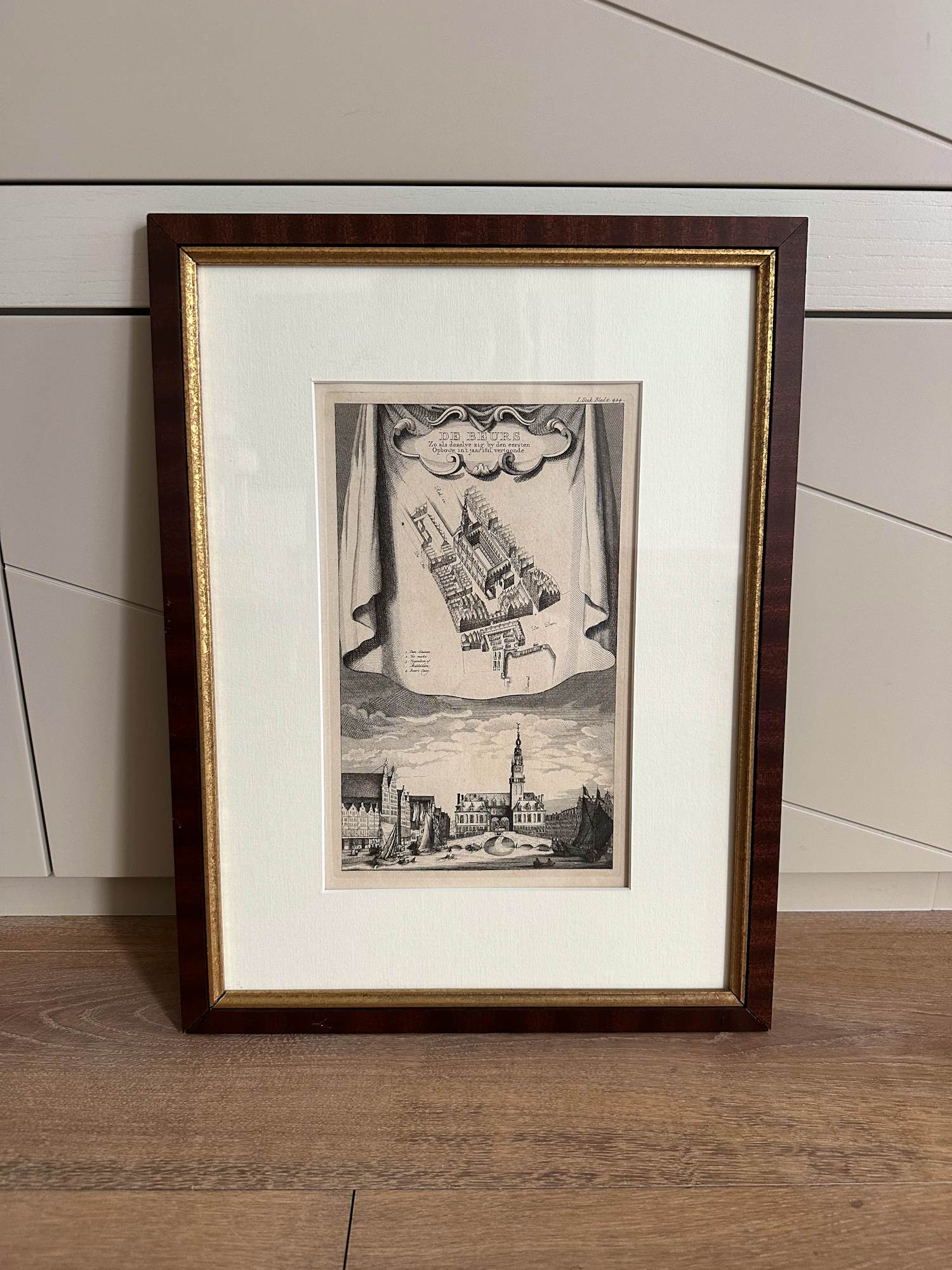 Isaac Tirion - De beurs van Amsterdam, originele kopergravure verkocht voor € 25!