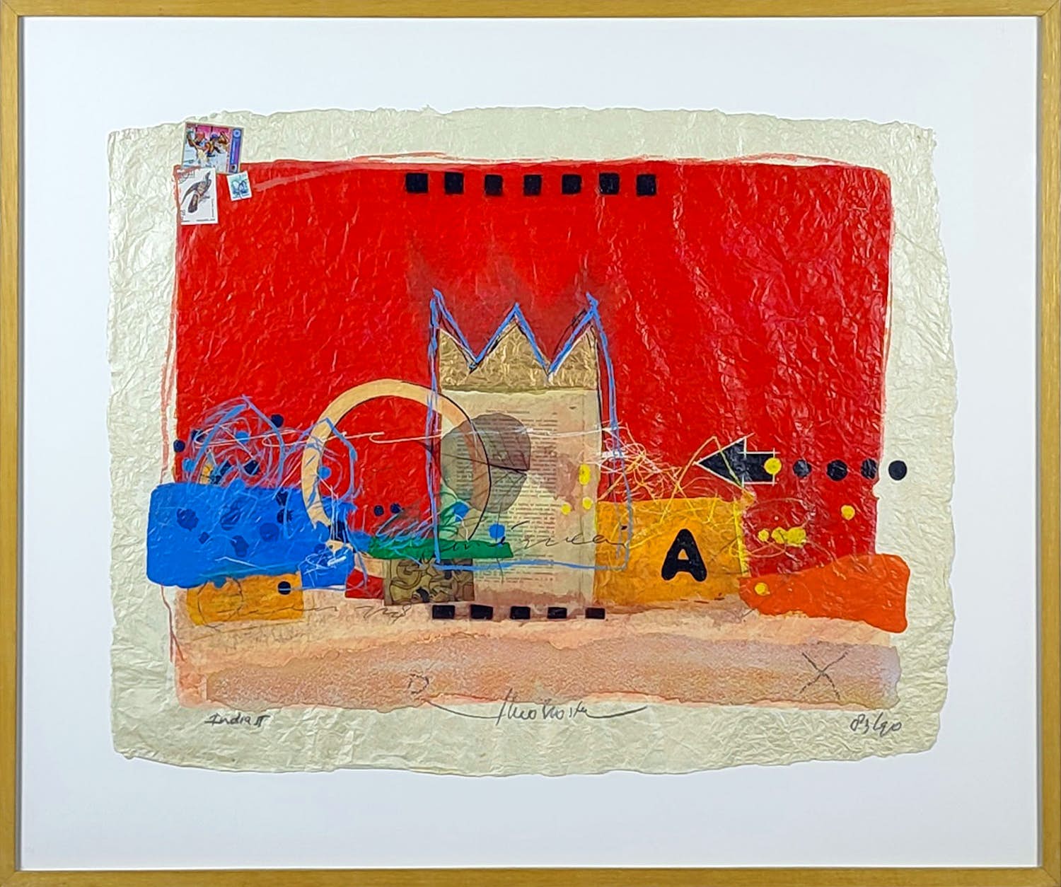 Theo Koster - Zeefdruk en collage, India II - Ingelijst (Groot) verkocht voor € 35!