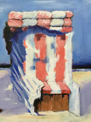 Bram Vegt - strandstoelen Egmond | olieverf op doek - Bergense School kopen? Bied vanaf 49!