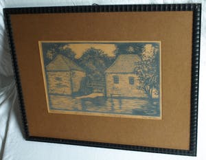 Jac. de Beer - Ingelijste houtsnede , Watermolen ‘Den Helder’ Winterswijk – ca. 1935 kopen? Bied vanaf 40!