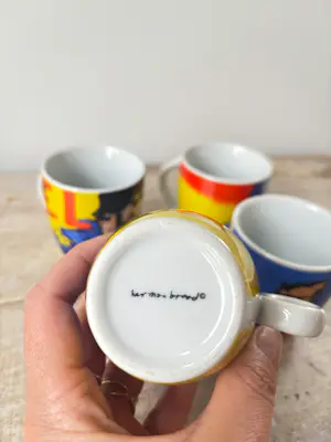 Herman Brood - 4 porseleinen kopjes kopen? Bied vanaf 35!