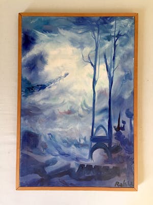 David Rakia - "Compositie in Blauw" - Olieverf op Doek kopen? Bied vanaf 60!