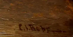 Carel Jacobus Behr - Ingelijste olieverf op paneel: het hofje van Nieuwkoop in Den Haag kopen? Bied vanaf 1000!