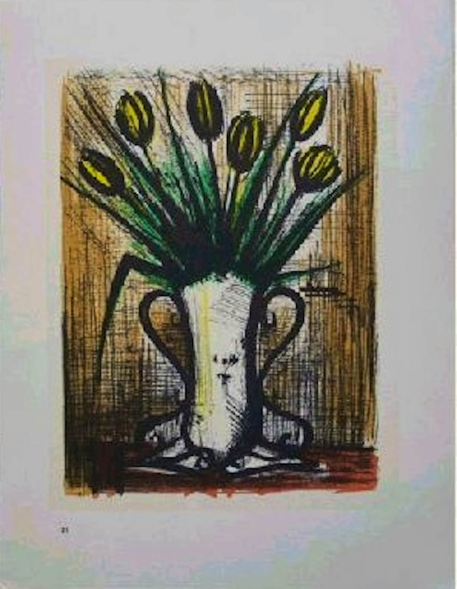 Bernard Buffet - Kleurenlitho LA VASE DES TULIPES JAUNES uit 1967 verkocht voor € 55!