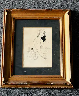 Cornelis Kloos - Dichter en beeldend kunstenaar-Elegante dame - oostind. Inkt- tekening ges. kopen? Bied vanaf 52!