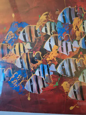 Gino Sauerbier - Unieke proefdruk (E. A. ) vissen op rode achtergrond kopen? Bied vanaf 45!