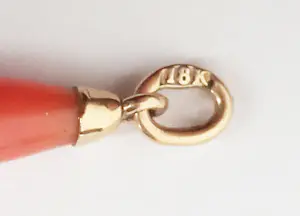Hangertje antiek Sciacca koraal druppel, 18 karaat goud met bloedkoraal. kopen? Bied vanaf 125!