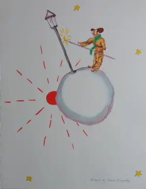 Antoine de Saint-Exupery - LOT 5 STUKS / LE PETIT PRINCE / KLEURLITHO / 40x31cm / DROOGSTEMPEL kopen? Bied vanaf 85!