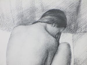 Niet of onleesbaar gesigneerd - Zittend Naakt - Monogram M.E. - Litho kopen? Bied vanaf 1!