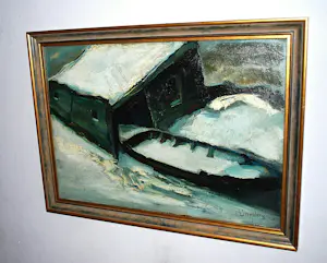 Johan Sonnenberg - botenhuis in de sneeuw - olieverfschilderij uit 1925 kopen? Bied vanaf 295!