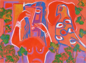 Joe Wols - Acryl op karton, Figuur en vogel kopen? Bied vanaf 35!