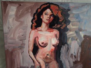 Peter Klashorst - Acrylverf op doek , “Vrouw met Schedel” - GROOT – 2018 – 55 x 100 cm kopen? Bied vanaf 375!