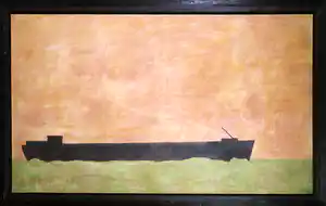 Wim Buitendijk - Acryl op doek, Schip op groene zee - Ingelijst (Zeer groot) verkauft für € 50!