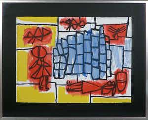 Corneille - Zeefdruk, Zonder titel, Ingelijst verkocht voor € 200!