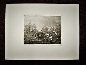 Wim van der Meij - Mooie Ets - kleine oplage (25) - "trekker met meeuwen" - gesigneerd kopen? Bied vanaf 29!