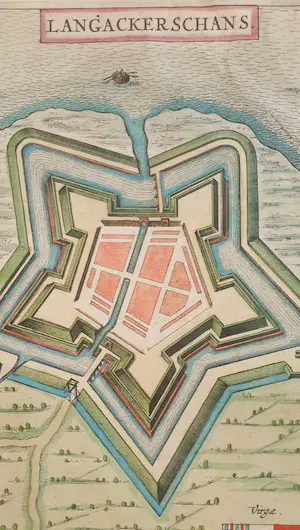 Joan Blaeu - Langakkerschans, Nieuweschans J. Blaeu Oude Gravure 1649 kopen? Bied vanaf 25!