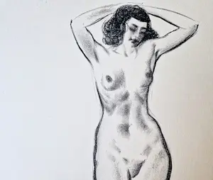 Wim Zwiers - Monochrome lithografie staand vrouwelijk naakt - zeer kleine oplage - 1949 kopen? Bied vanaf 39!