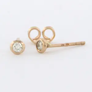 18k rood gouden oorknoppen bezet met briljant geslepen diamant 0.12ct G/H VS/SI kopen? Bied vanaf 185!