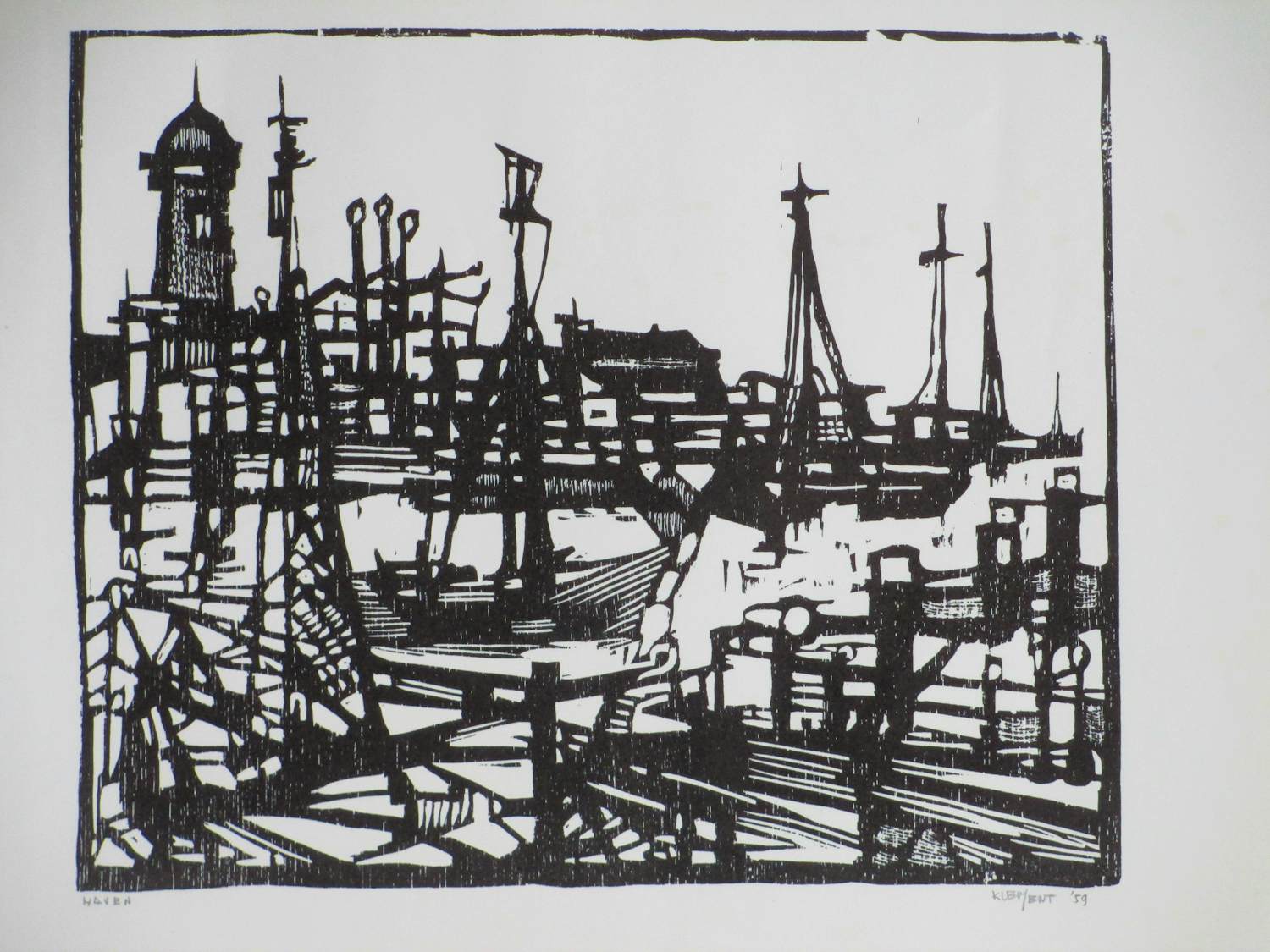 Fon Klement - Haven - Hout/Linosnede kopen? Bied vanaf 48!