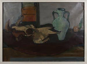 Jaap Hillenius - Olieverf op doek, Stilleven met schedel - Ingelijst kopen? Bied vanaf 1!