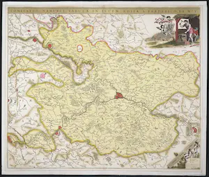 Frederik de Wit - Handgekleurde kopergravure, Comitatus Namurci (...) / Namen kopen? Bied vanaf 35!