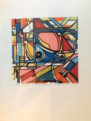 Bob Kemper - Abstracte compositie - Zeefdruk, Ingelijst kopen? Bied vanaf 40!
