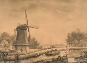 Eberhard Cornelis Rahms - Molen, omgeving Oudewater (1855) verkauft für € 75!
