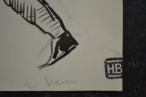Herman Bieling - Inkttekening bokser - Voorzien van stempel kunstenaar kopen? Bied vanaf 1!