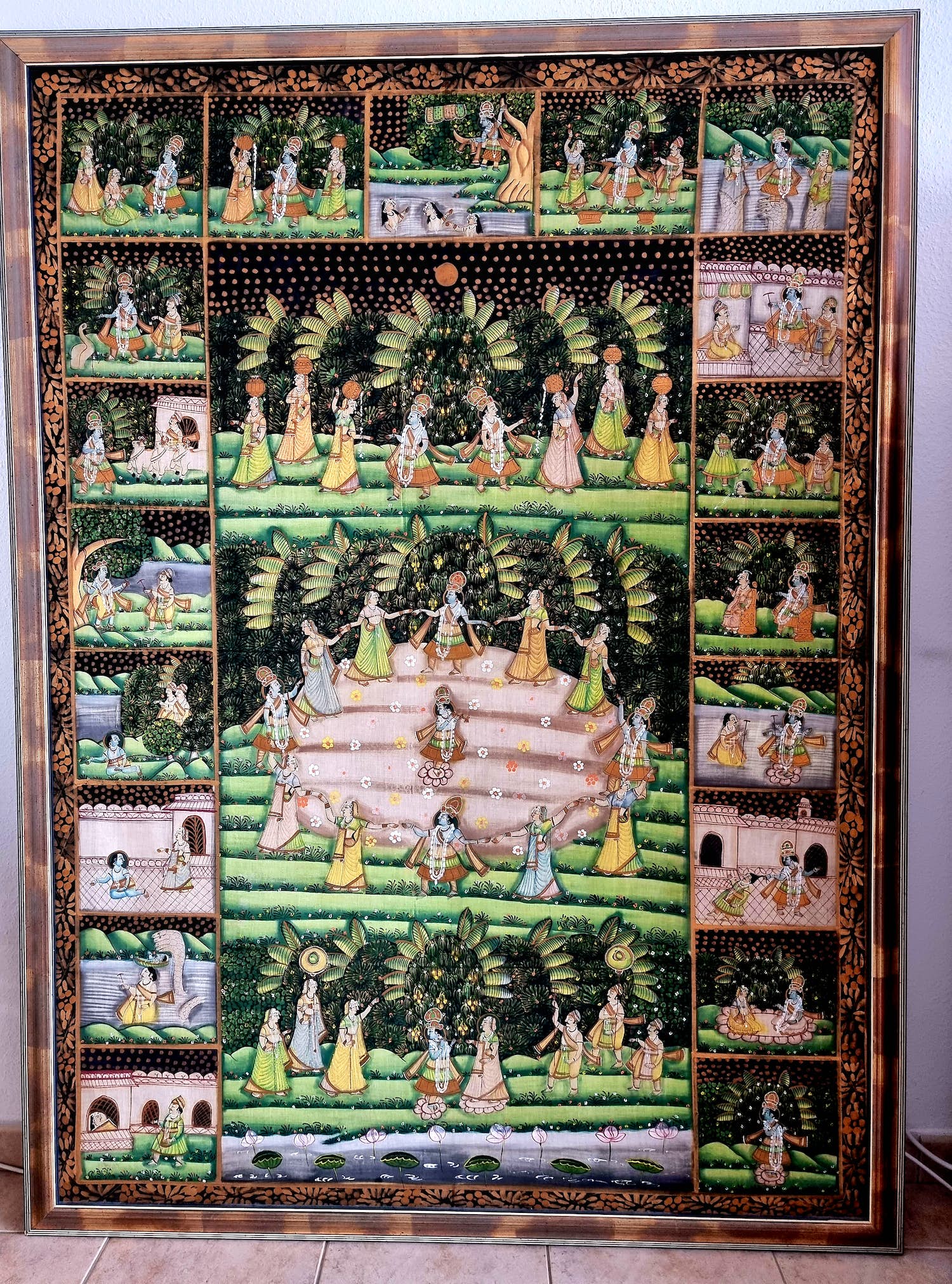 Niet of onleesbaar gesigneerd - Indisch tafereel op textiel kopen? Bied vanaf 1!