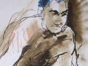 Franscz Witte - Oliepastel op papier, Zittend naakt kopen? Bied vanaf 50!