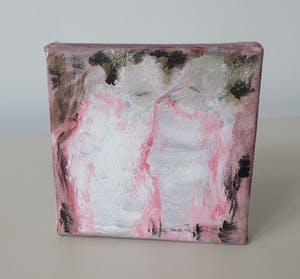 Niet of onleesbaar gesigneerd - Abstract Miniatuur schilderij van twee dames - Cornel Pepers kopen? Bied vanaf 1!