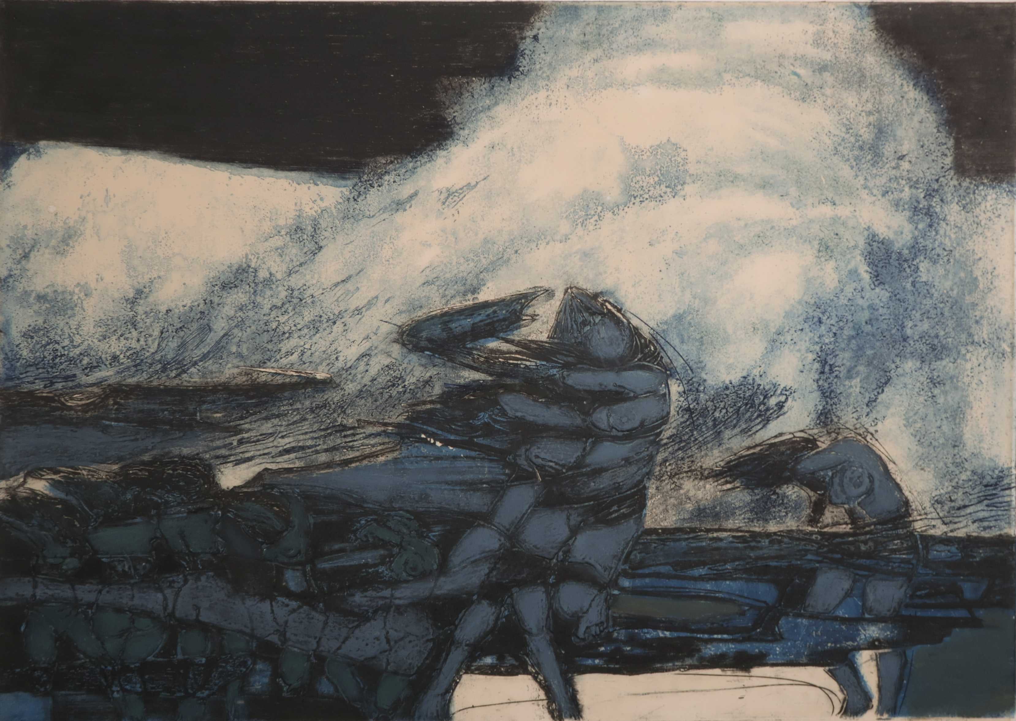 Ru van Rossem - Reliëfets en aquatint, Wind en water kopen? Bied vanaf 20!