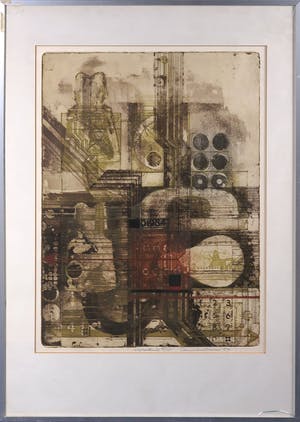 Anne Huitema - Ets, Elementen uit de elektriciteitsvoorziening - Ingelijst kopen? Bied vanaf 35!