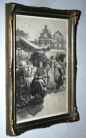 Jan Mesker - verkoopster op een zonnige rommelmarkt (Den Haag) - litho naar Theo Mesker kopen? Bied vanaf 65!