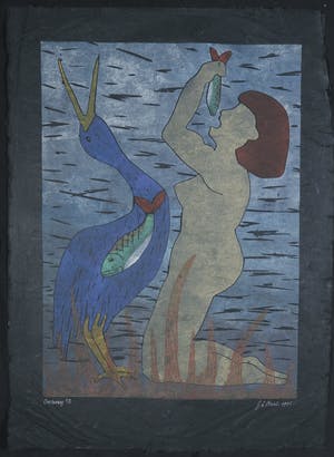 Geertje Briels - Houtdruk op geschept papier, Overlevering kopen? Bied vanaf 1!