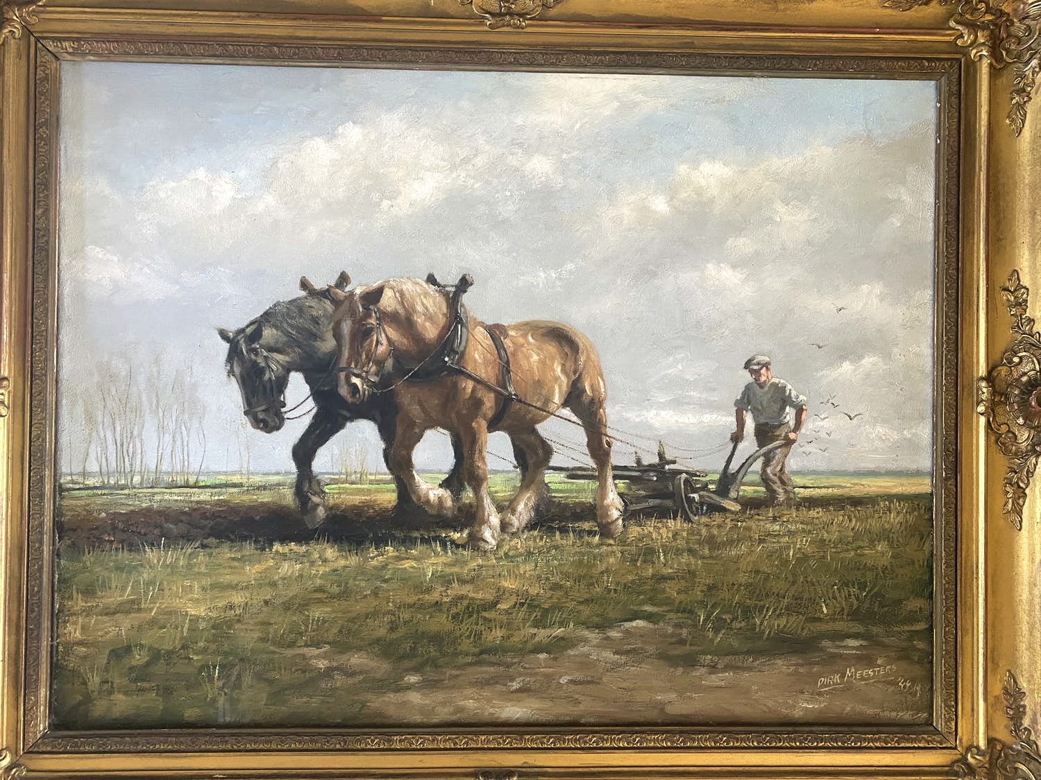 Dirk Meesters - Ploegende boer met 2 paarden verkocht voor € 175!